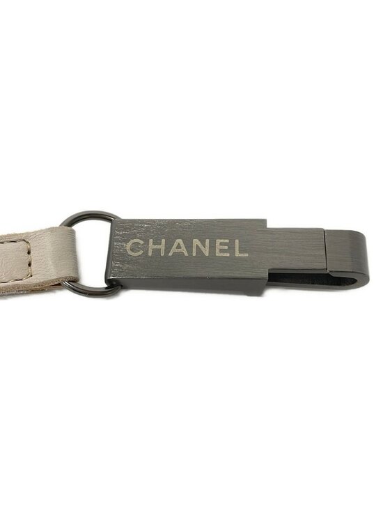Chanel Belt Beige Silver Leather